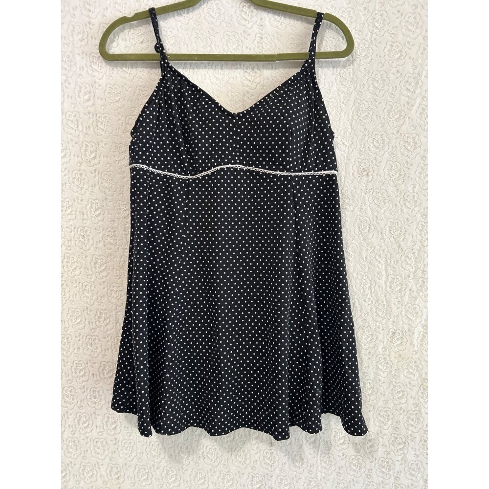 Vintage Pin-Up Black & White Polka Dot Swimsuit Mini Dress